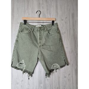 We The Free Sequoia High Rise Distressed Denim Shorts Green Women’s 29